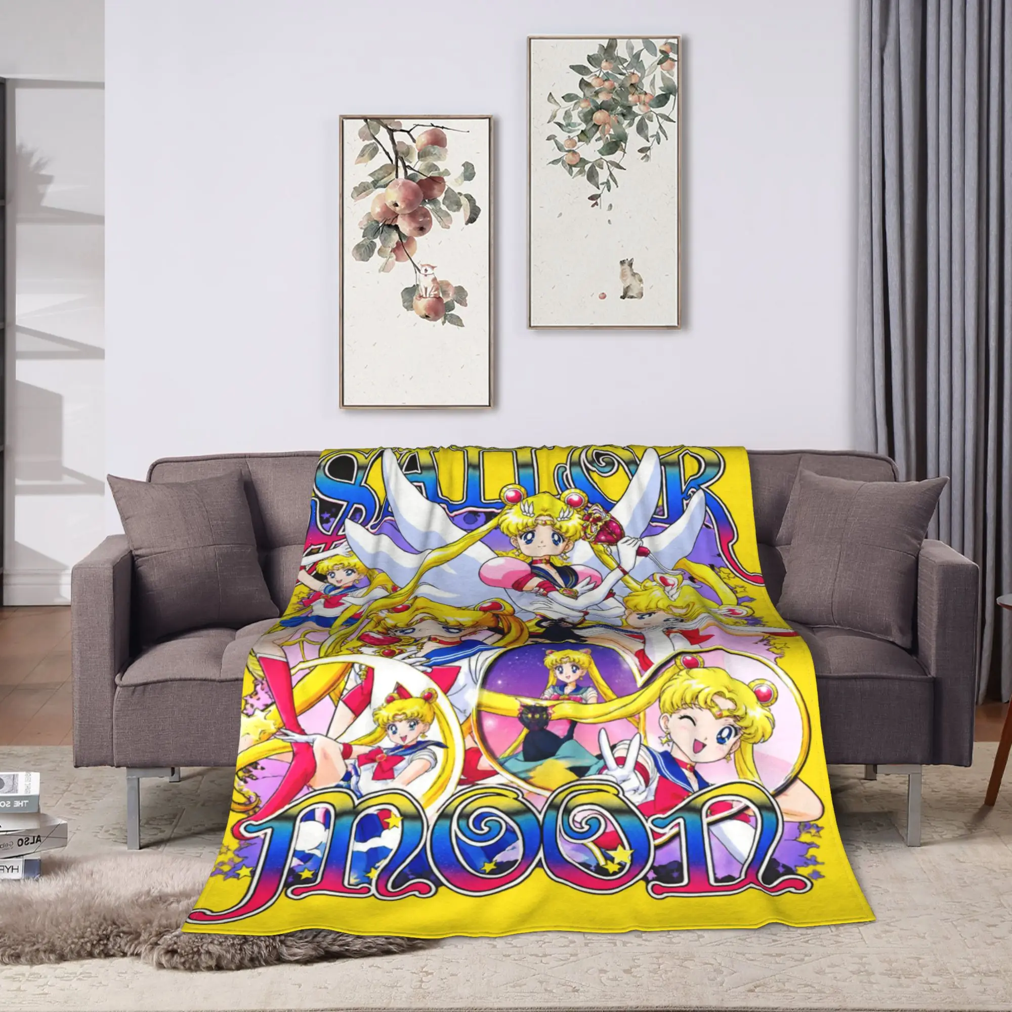 Sailors Moons Usagi Tsukino Anime Blanket Camping Flannel Throw Blanket For Couch Bed Warm Quality Bedspread Birthday Present