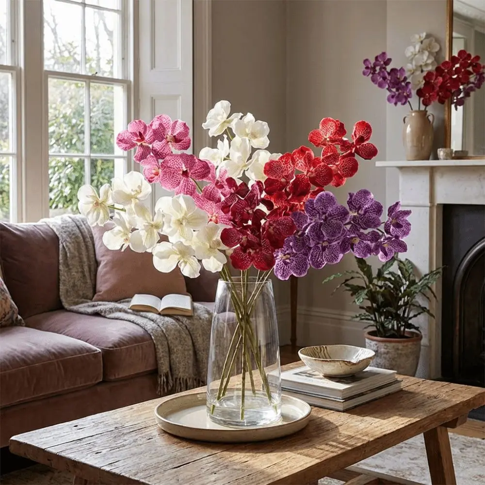 

80 CM Artificial Vanda Orchid Moisturizing Large Flower Phalaenopsis Branch Plastic Floral Arrangements Real Touch Orchids Hotel