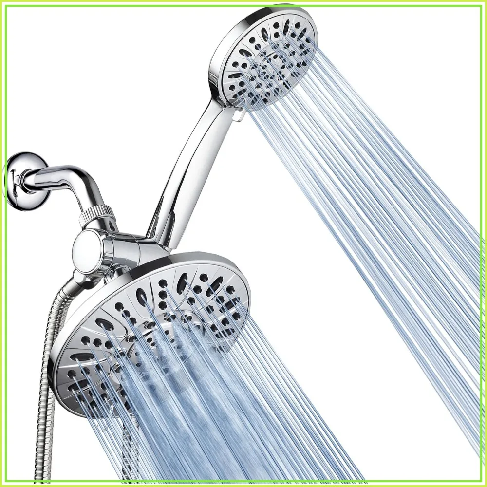 

7" Rainfall Shower Head with Handheld - 6-Setting Combo with 3-Way Diverter, Chrome