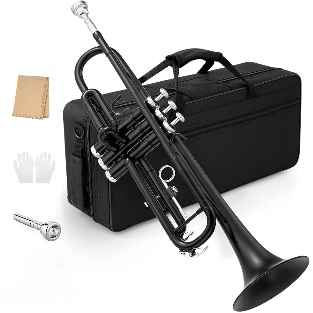 Japan 4335 Professional Trumpet Black Matte Trumpet Flat B Tone Brass Horn Instrument Jazz Instrument Beginner