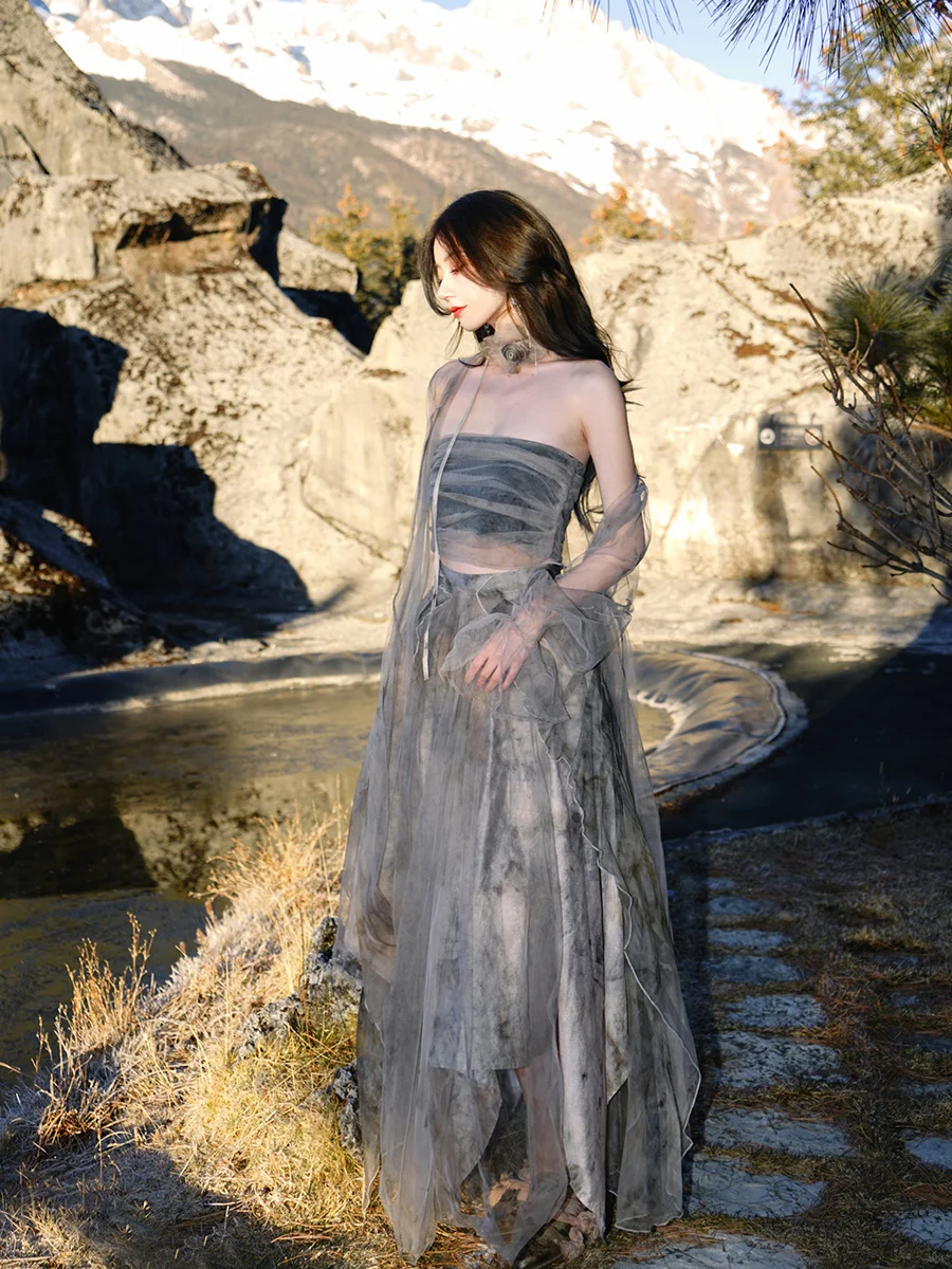 

ONMOON New Sle Long Sve Fairy Sun Protection Coat 2023 Early Autumn Plant Dye Print Drifting Long Coat Ele Women's Wear