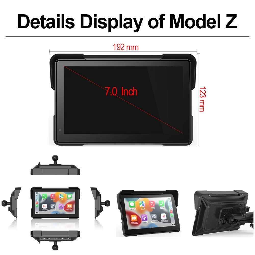 Screen For Motorcycle DVR Dash Cam with Wireless Apple Carplay Android Auto HD 1080P Camera GPS Navigation TPMS video