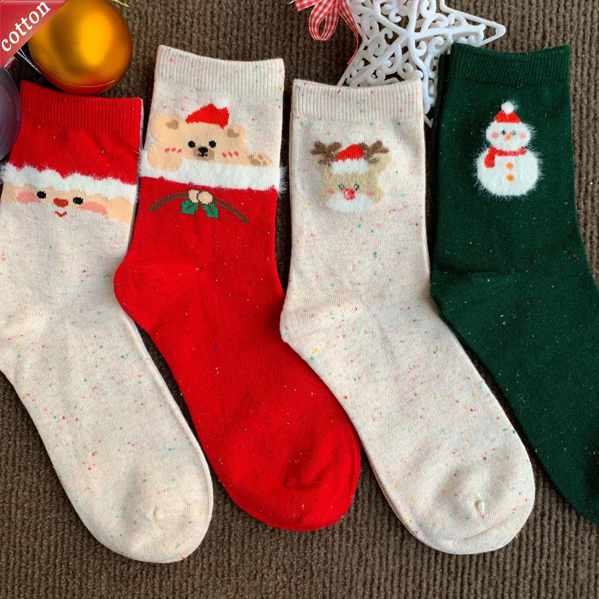 

Men's Women's Socks Christmas Cute Cartoon Santa Claus Reindeer Snowman Funny Kawaii Versatile Mid Tube Cotton Socks For Girl