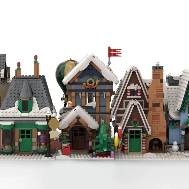 1439PCS Modular Winter Post Office Moc Building Blocks Bricks Architecture Birthday Christmas Gifts Toys Compatible 10339