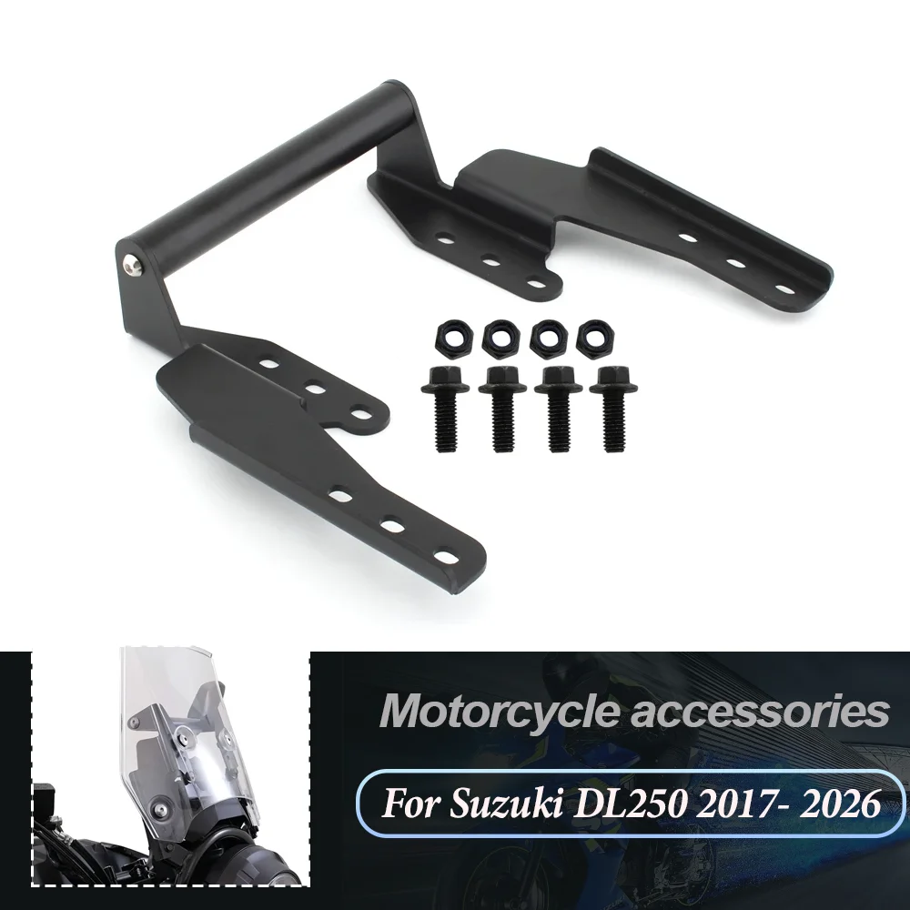 For Suzuki DL 250 V-Strom250 V-Strom 250 2017-2025 2026 Motorcycle GPS Phone Mount Bracket Extension Bar Holder Iron Black Kit