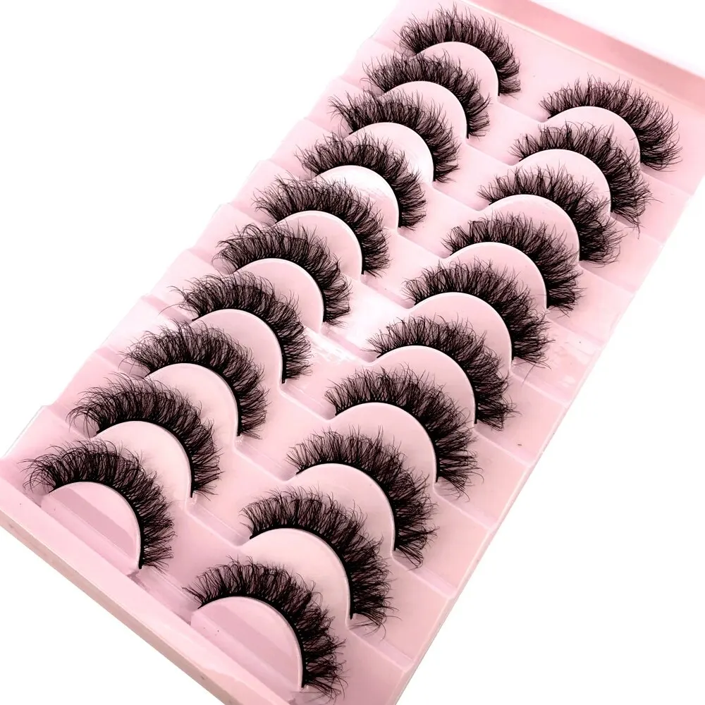 10 paia 3D finto visone ciglia finte naturale disordinato Crisscross ciglia Wispy soffici ciglia finte Extension Eye Makeup Faux Cils
