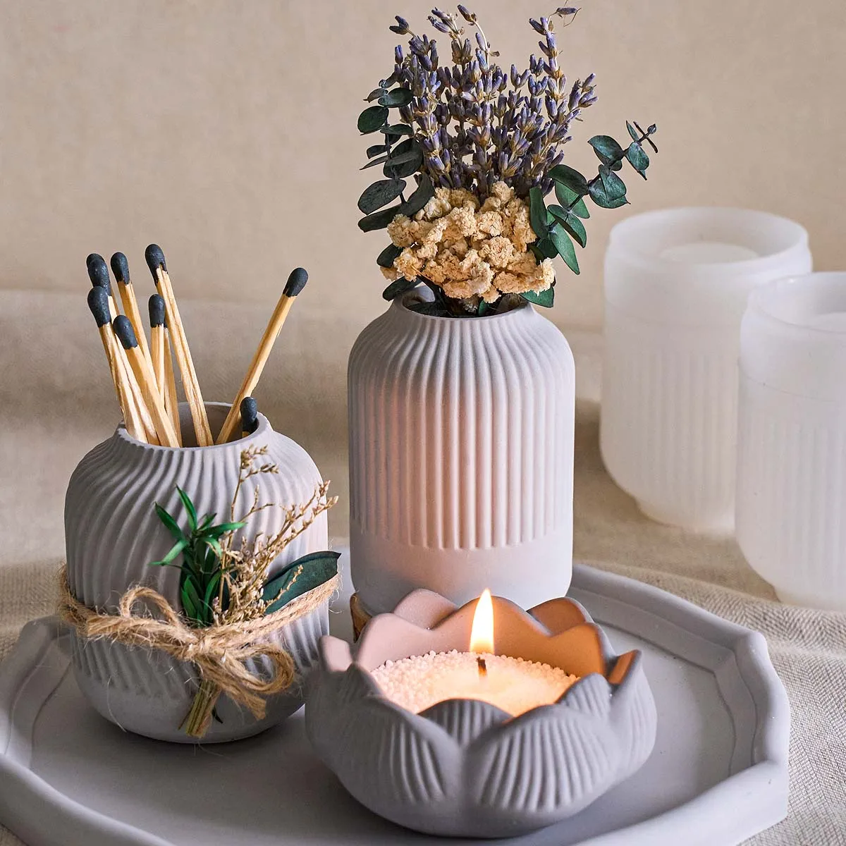 Striped Water Ripple Vase Silicone Mold DIY Ins Home Desktop Atmosphere Decor Molds Plaster Resin Pen Holder Storage Craft Gifts