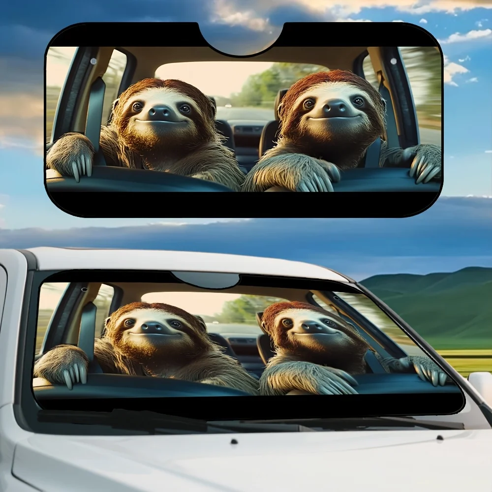 

1pc, Fun Sloth Print Front Car Windshield Sunshade, Creative Design Foldable Sun Visor, Suitable For Commuting, Leisure Drives,