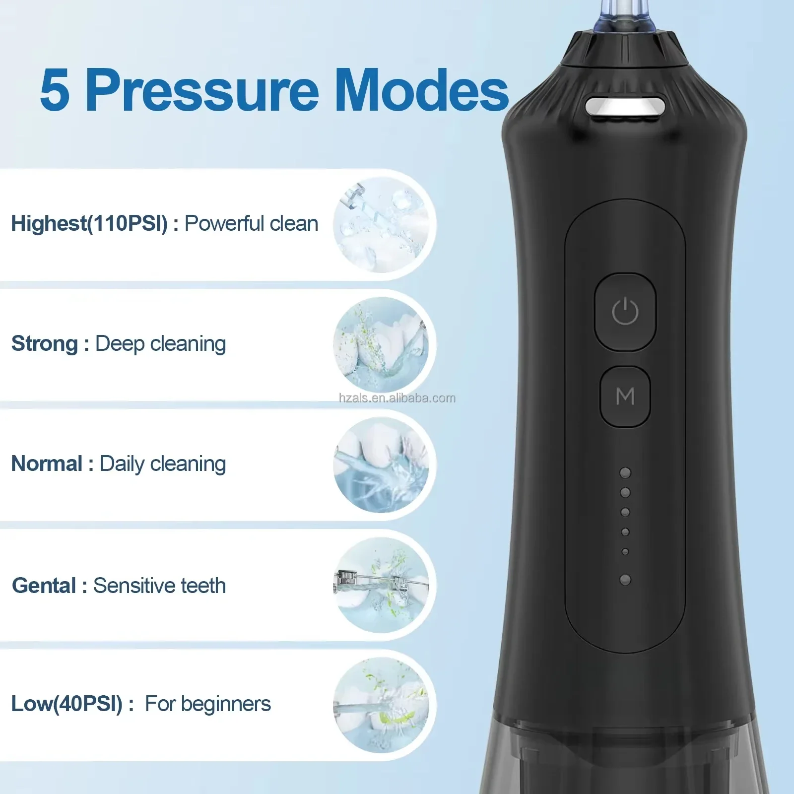 Water floss professional cordless C type rechargeable portable oral rinser tooth cleaning