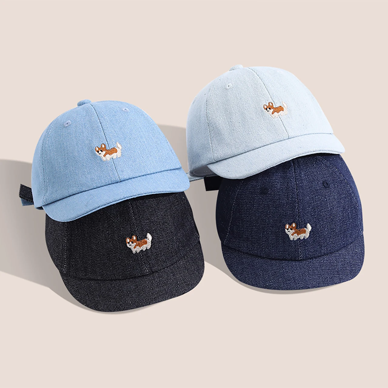 

Cute Denim Baseball Hat for Baby Cartoon Animal Embroidered Sun Cap Summer Short Brim Toddler Kids Duck Tongue Hats