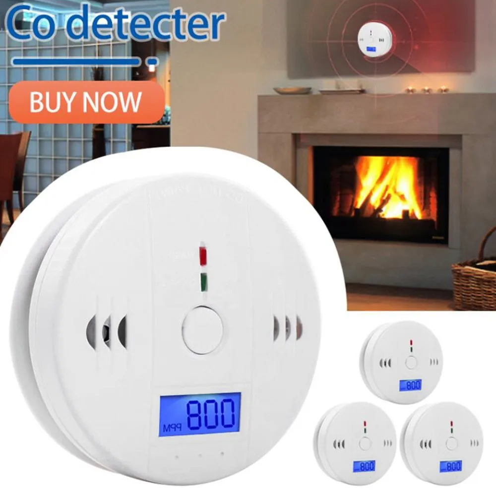 Carbon Monoxide Alarm Smoke Alarm Co Detector LCD Display Alarm Home Wireless Toxic Gas Leak Detector Fire Sound Alarm