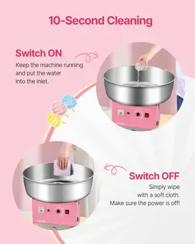 Elektrický stroj na cukrovou vatu SucceBuy, komerční výrobník cukrové vaty s miskou z nerezové oceli o průměru 20,5 palce, odměrka na cukr, růžová 6 nejlepší prodej stroj na cukrovou vatu na baterie - №6