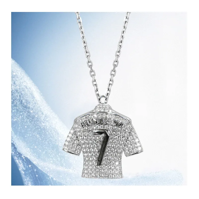 

Hip Hop Silver Necklace Rap Trend Number Jersey Pendant Fashion Versatile Peripheral Three-dimensional Men