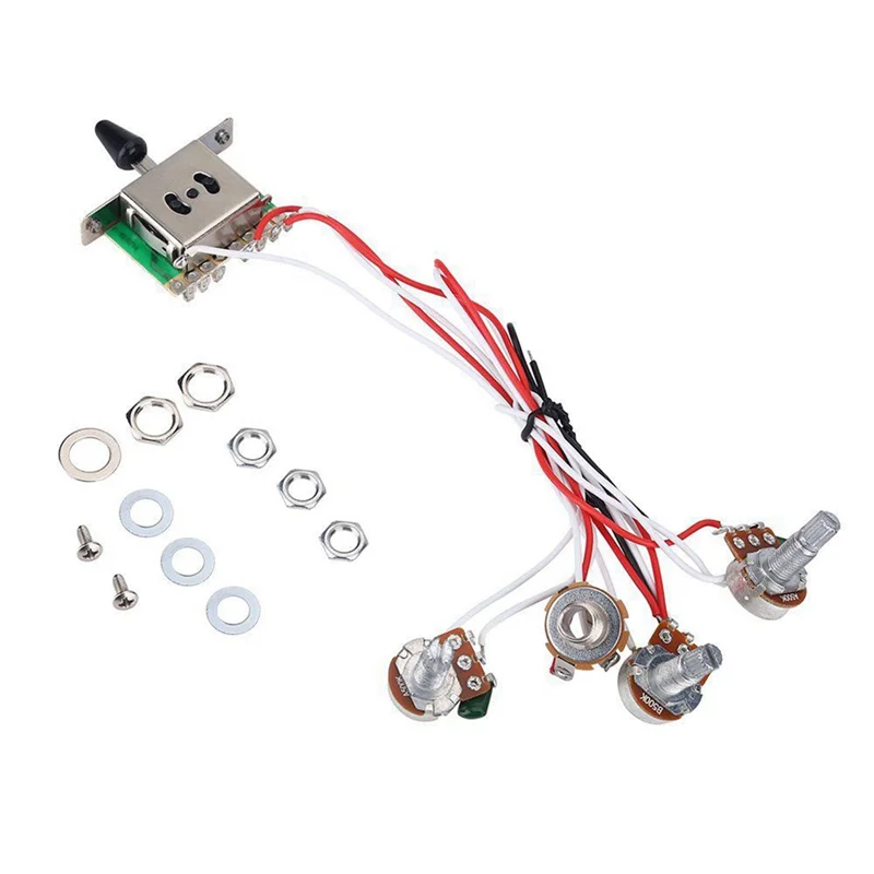 RTSHE-หม้อสําหรับ Strat กีตาร์ 1 Volume 2 Tone Control 5 Way Switch 3-500K หม้อสีดํา St ปิด Single Coil Pickup Cover