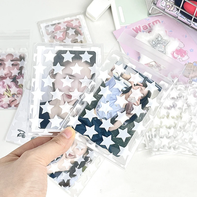 50Pcs/pack Transparent Star Self-adhesive Opp Bag Kpop Idol Photo Cards Protective Storage Bag Photocard Card Sleeves