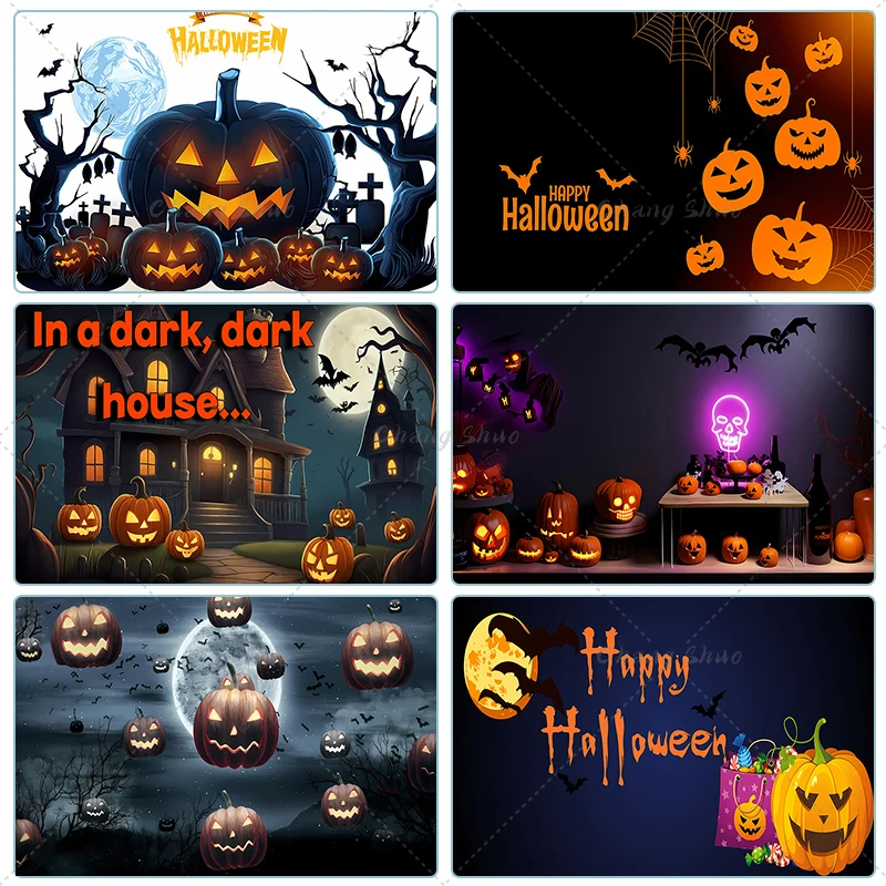 

Halloween Photography Backdrops Pumpkin Lanterns Castle Witch Party Background Baby Portrait Photographic Photo Studio Photocall