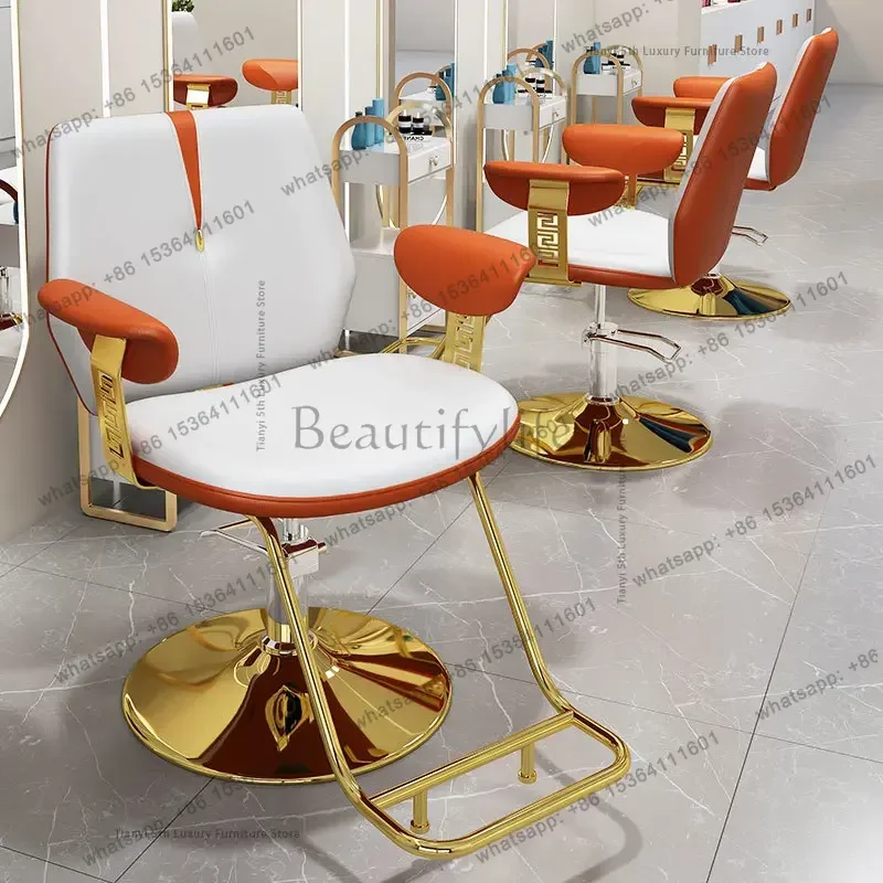 LSBarbershop Nordic Barber Chairs Lift Perm Hair Dyeing Shave Barber Chairs Luxury Ergonomic Salon Furniture Silla Barberia FYBC