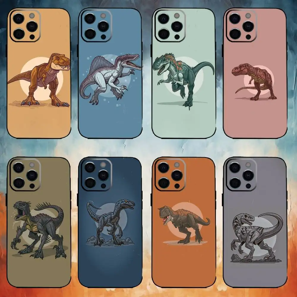 

Jurassic dinosaur pattern Phone Case For iPhone17,16,15,14,13,12,11 Plus,Pro Max Soft Black Cover