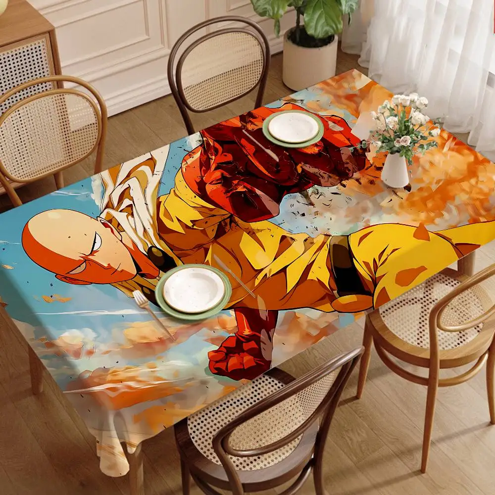 One P-Punch S-Saitama M-Man Themed Polyester Tablecloths Cute Designs for Home Kitchens Dining Rooms Tablecloth Decoration