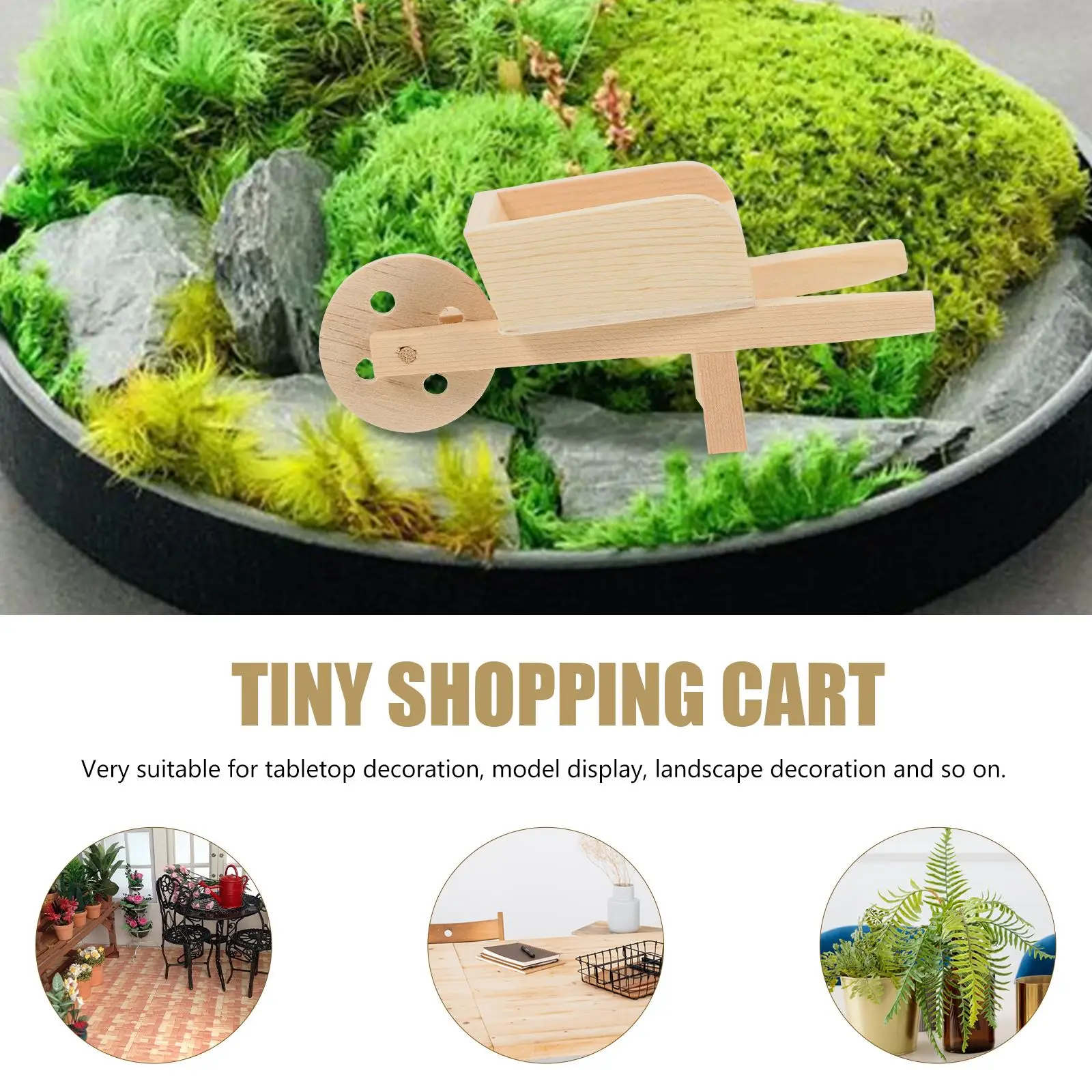 Mini Cart Wood Model Simulation Toy Outdoor Toys Miniature Wheelbarrow Models Garden Trolley