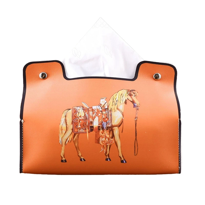 Organizador universal do desktop do suporte do guardanapo de couro da caixa do tecido da mobília retro, C fácil de usar