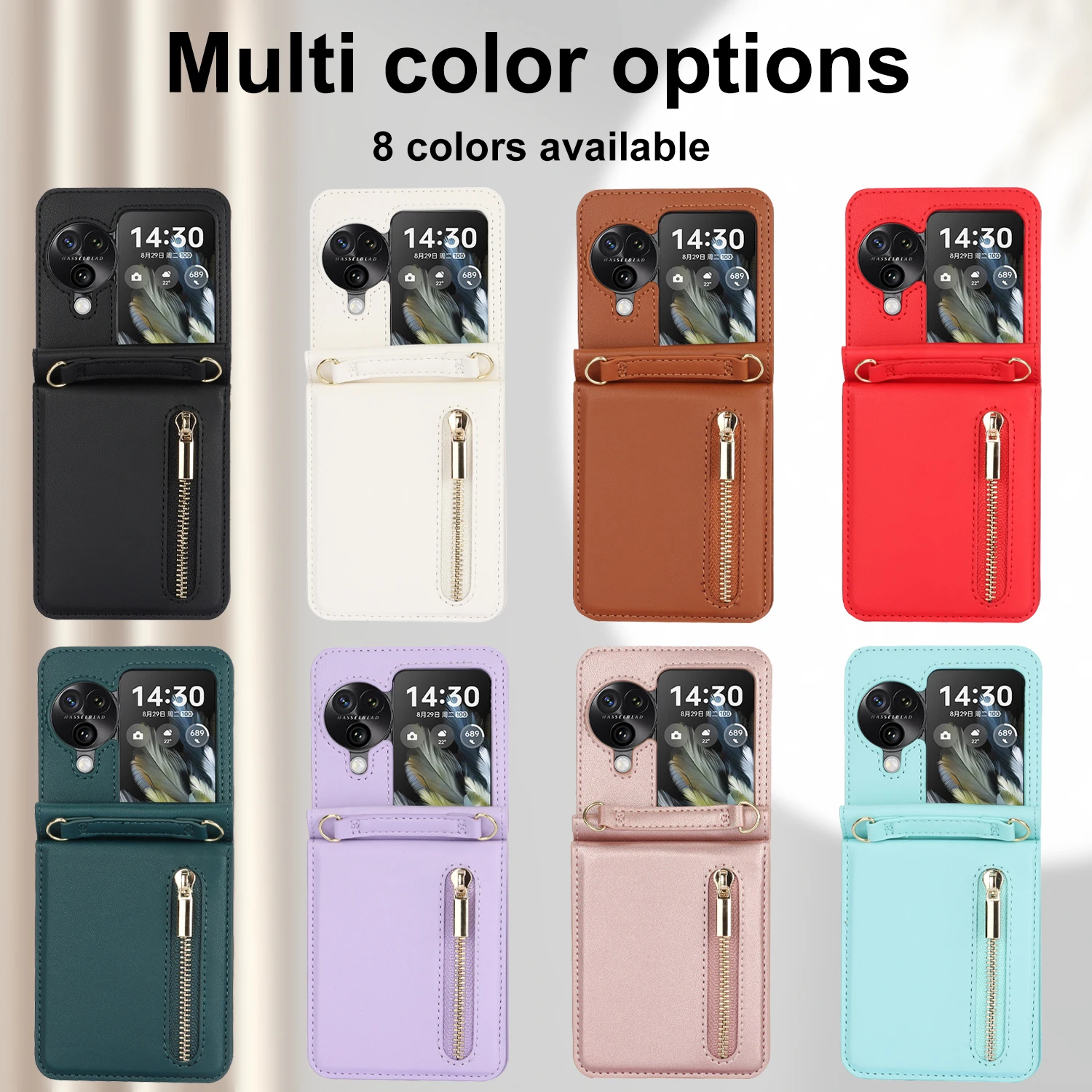 Crossbody Zipper Cards Solt Wallet Leather Case For Oppo Find N3 Flip 5g N2 Pgt110 N2flip Vertical Purse Long Lanyard Bag Cover