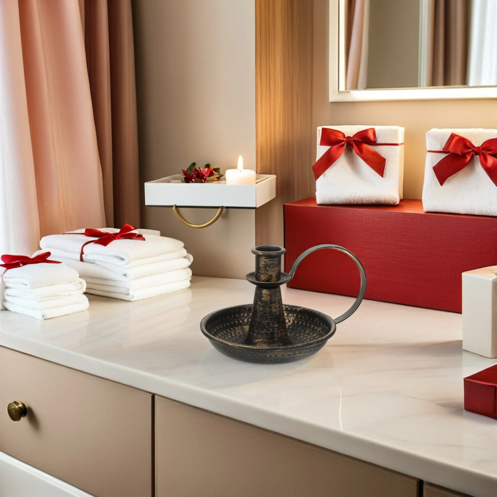 

Retro Iron Taper Holder Vintage Design Candlestick Holder Farmhouse Decor Wedding Party Table Decoration Bronze