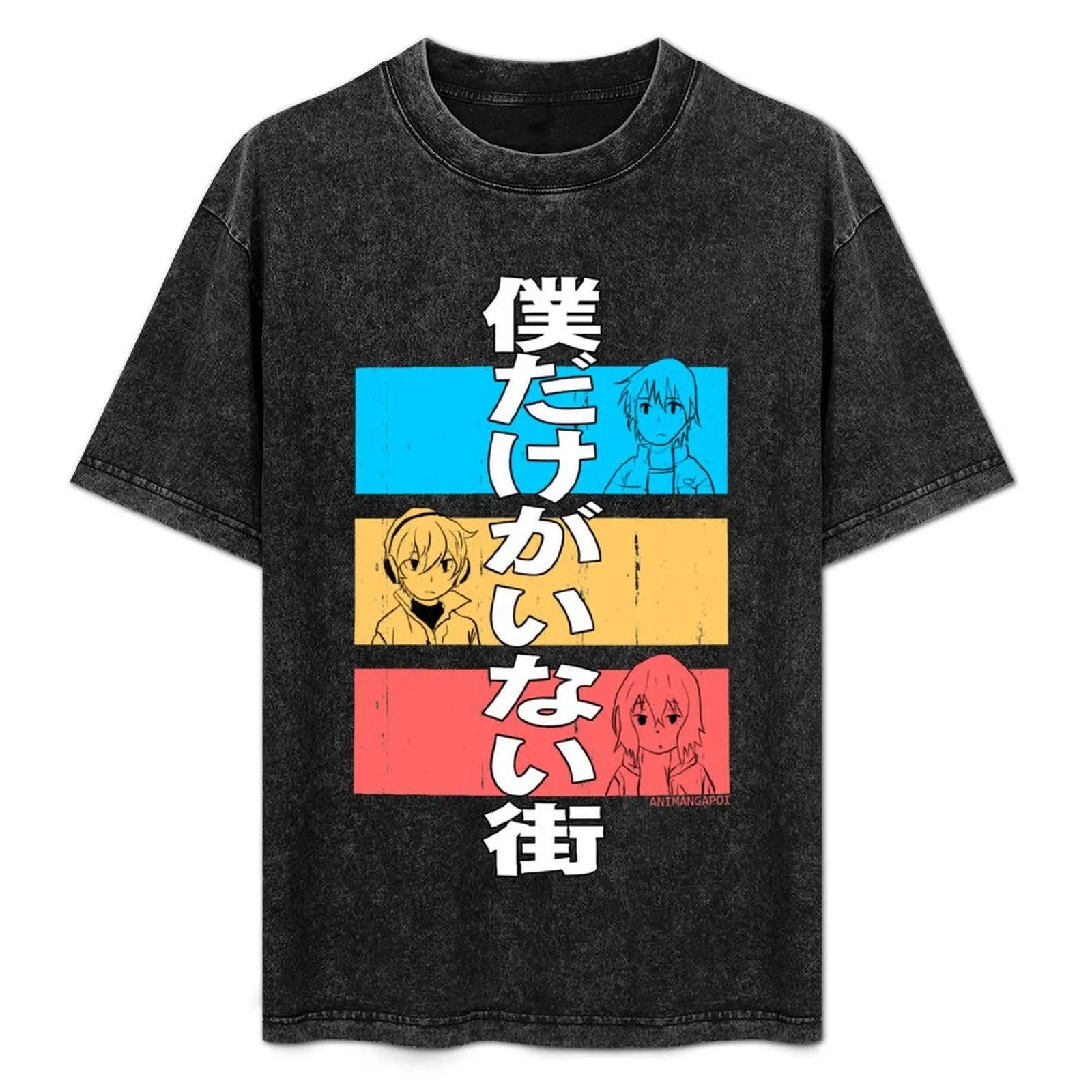 

erased anime characters blue satoru fujinuma red kayo hinazuki yellow kenya kobayashi bokumachi kanji fanart T-Shirt