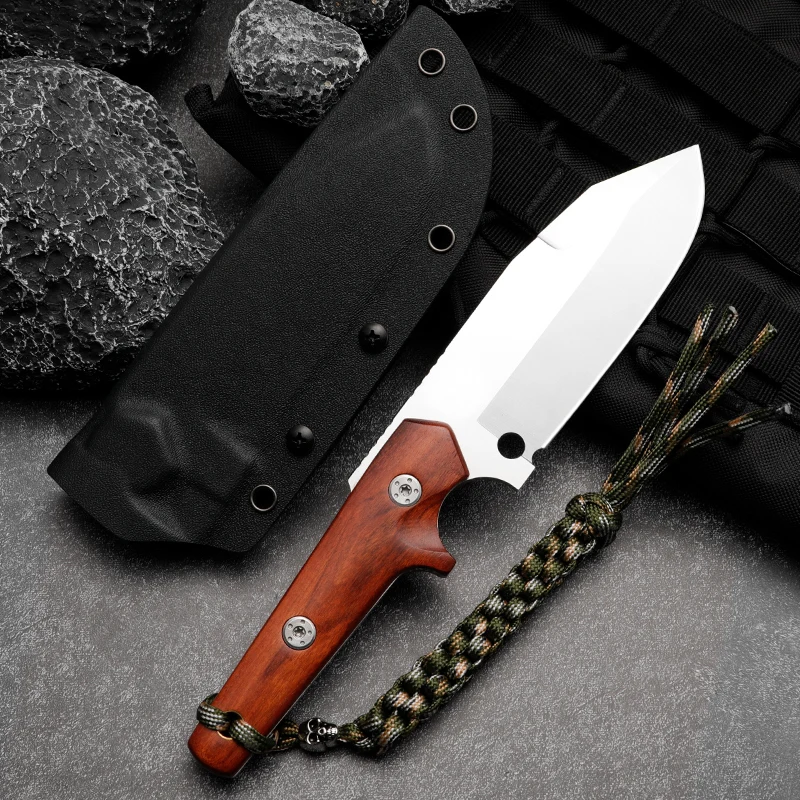 Нож охотничий HUANGFU CPM530V с фиксированным лезвием, для кемпинга, сандалового дерева