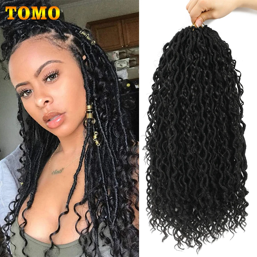 

TOMO Goddess Locs Synthetic Crochet Hair River Locs Boho Hippie Locs Wavy Braids With Curly Hair In Middle And Ends 18 Inch