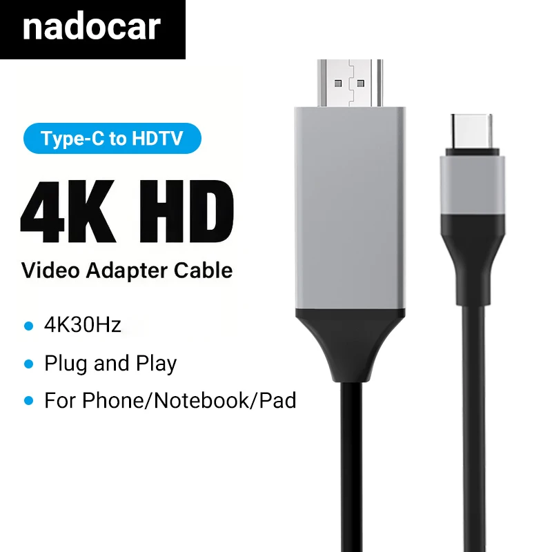 4K30Hz USB C To HDMI Cable, 2M/78.74In/6.56Ft Plug & Play High-Resolution Type-C To HDTV Adapter For MacBook ,IPhone,IPad,Laptop