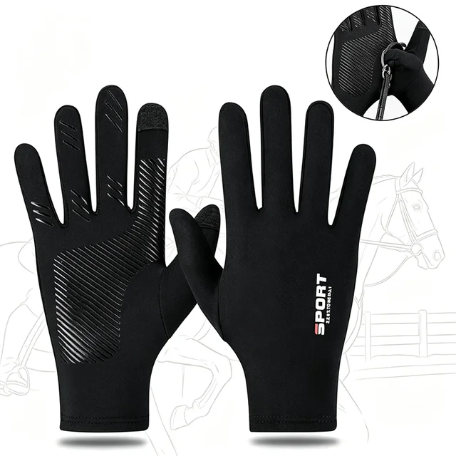 Summer Ice Silk Touchscreen Equestrian Riding Gloves Lightweight Breathable Flexible Horse Riding Gloves Driving Cycling Sports
