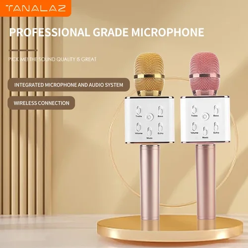 Imagen 2 del producto TANALAZ K20 micrófono de Karaoke micrófono inalámbrico Bluetooth con sonido mágico luz LED máquina de canto portátil para regalos de fiesta en casa