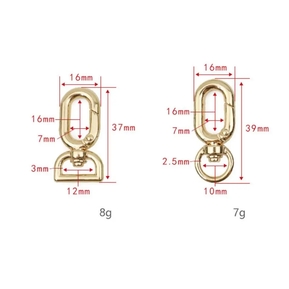 Zinc Alloy Plated Gate Buckle High Quality Multicolors 10/12mm Purses Handbags Carabiner Snap Hooks Outdoor Tool