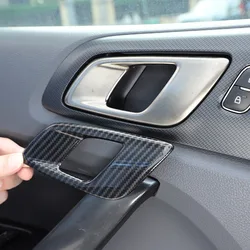 For Ford Ranger Wildtrak 2015-2022 ABS Carbon Fiber/red Car Interior Handle Decorative Frame Sticker Car Interior Accessories