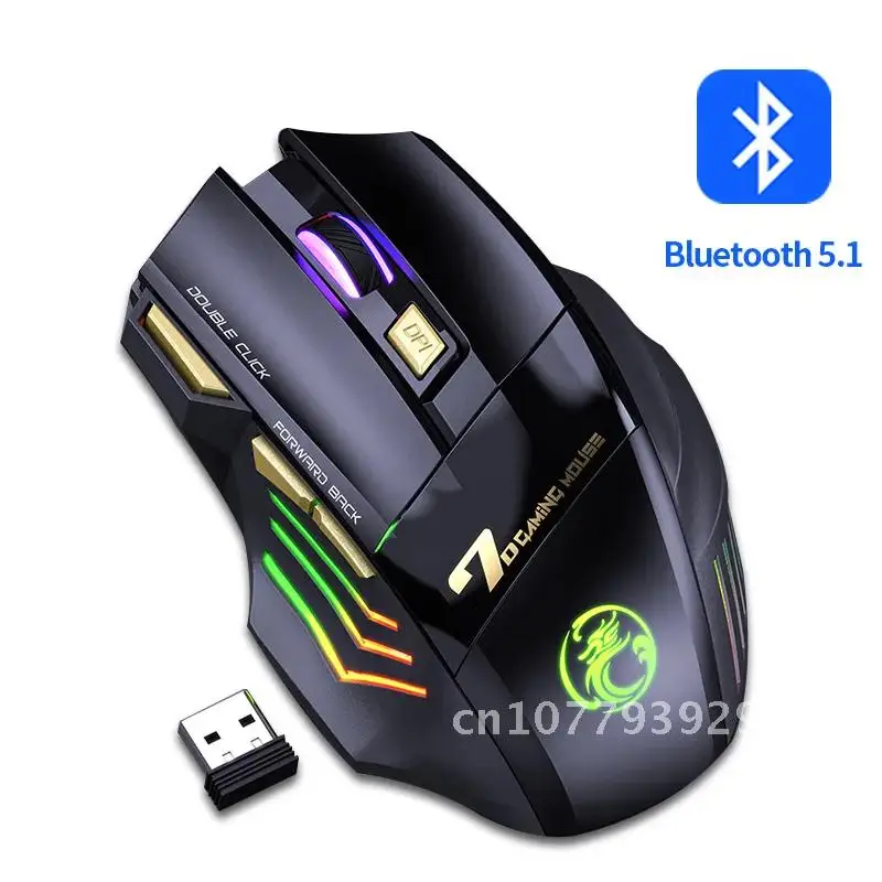 

iMice Bluetooth Rechargeable Wireless Mouse Fire Button Computer RGB 3200 Ergonomic Gaming Mause Optical USB For Laptop PC