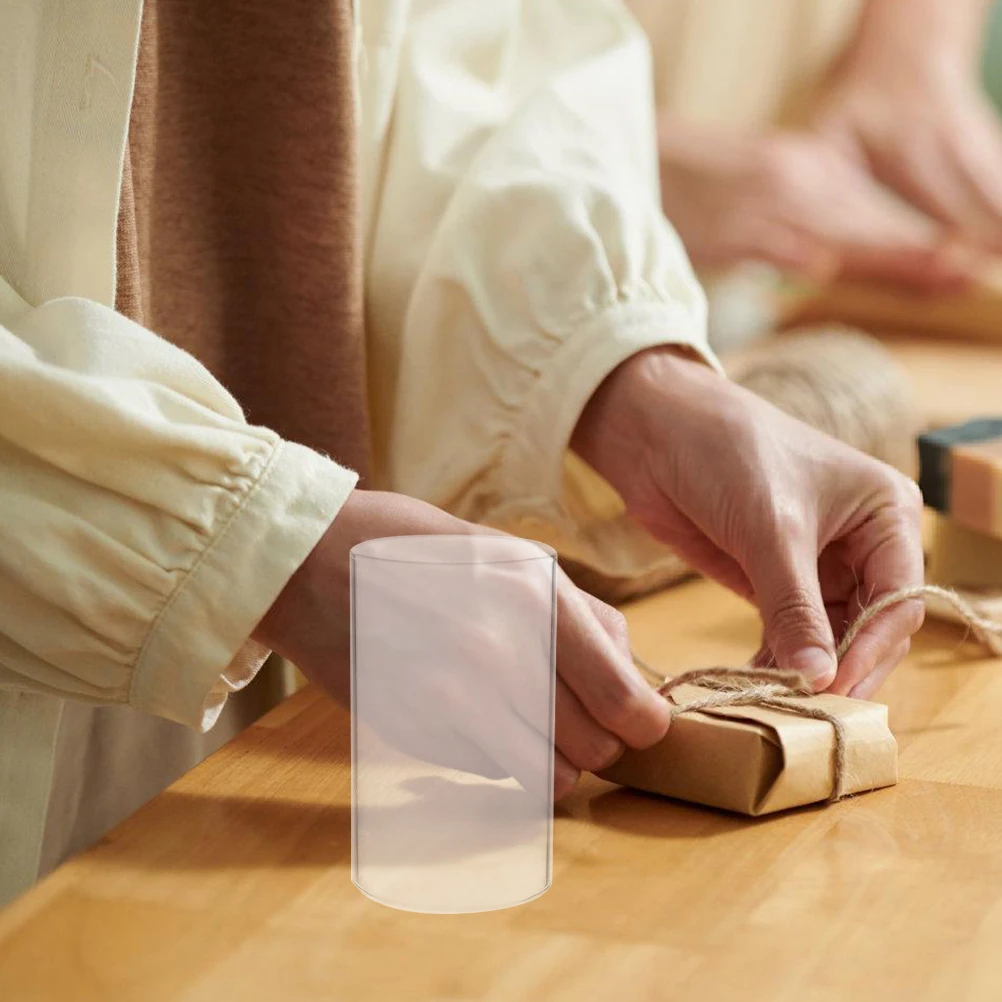 4 قطعة أغطية حرفية زجاجية رائعة ديكور أسطواني شفاف مقاوم للرياح غطاء حامل زهور ذاتي الصنع غطاء زجاجي بسيط