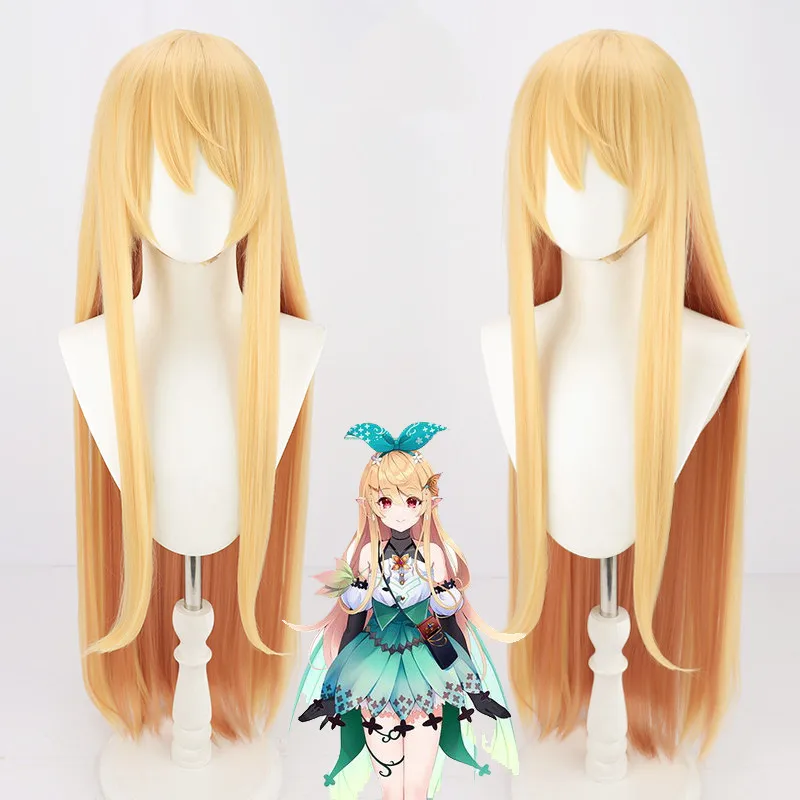 

Vtuber Pomu Rainpuff Cosplay Wig Golden90cm Long Straight Hair 2022 NIJISANJI EN LazuLight Idol Vitual Youtuber Girls Headwear