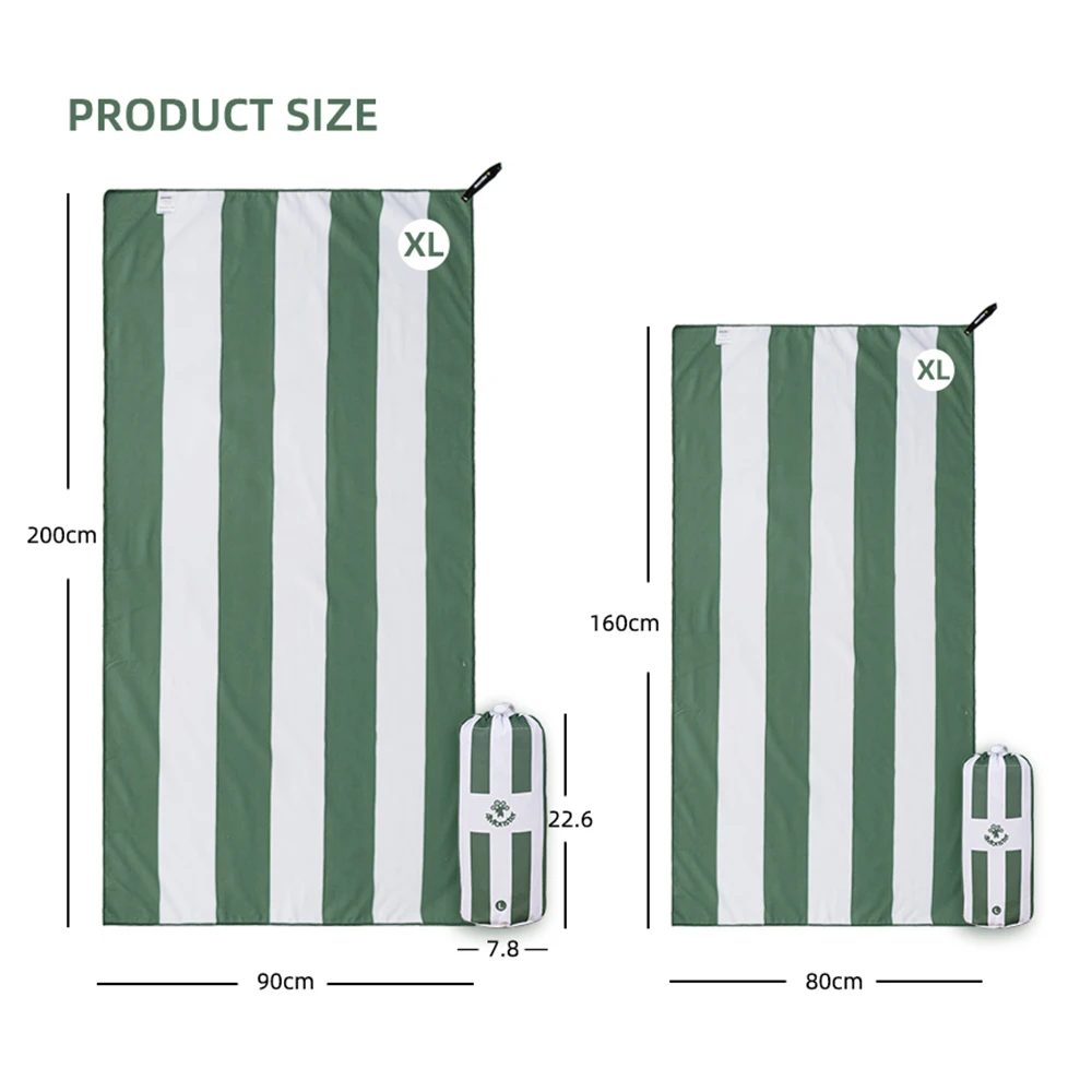 Summer Striped Microfiber Beach Towel with Bright Colors, Super Absorbent and Soft, Fast-Dry and Ultra Light Camping Towel
