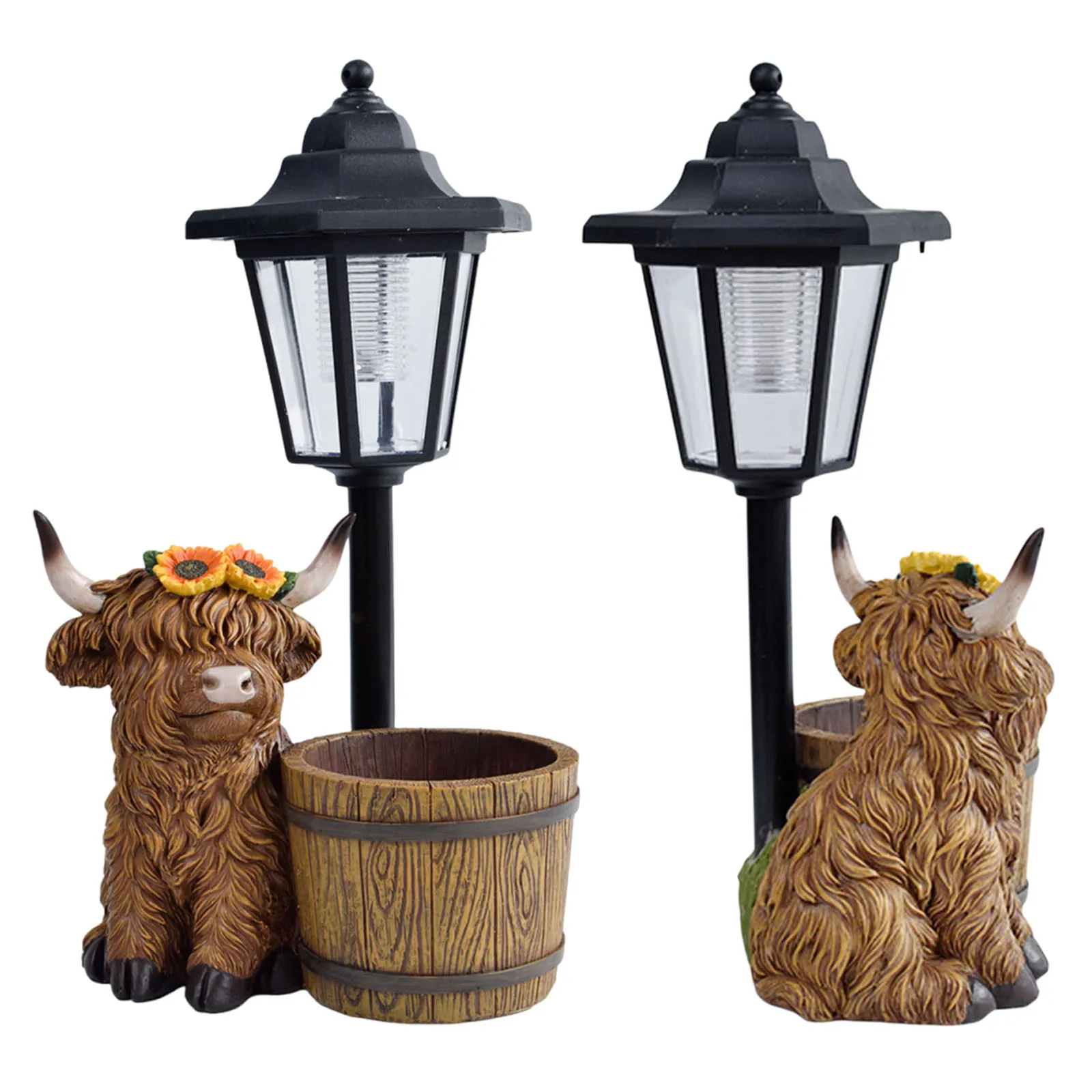 Cute Animal Flower Pot with Solar Lamp Outdoor Garden Statue Flower Pot for Patio Yard Lawn Balcony Grandma Mom Gifts