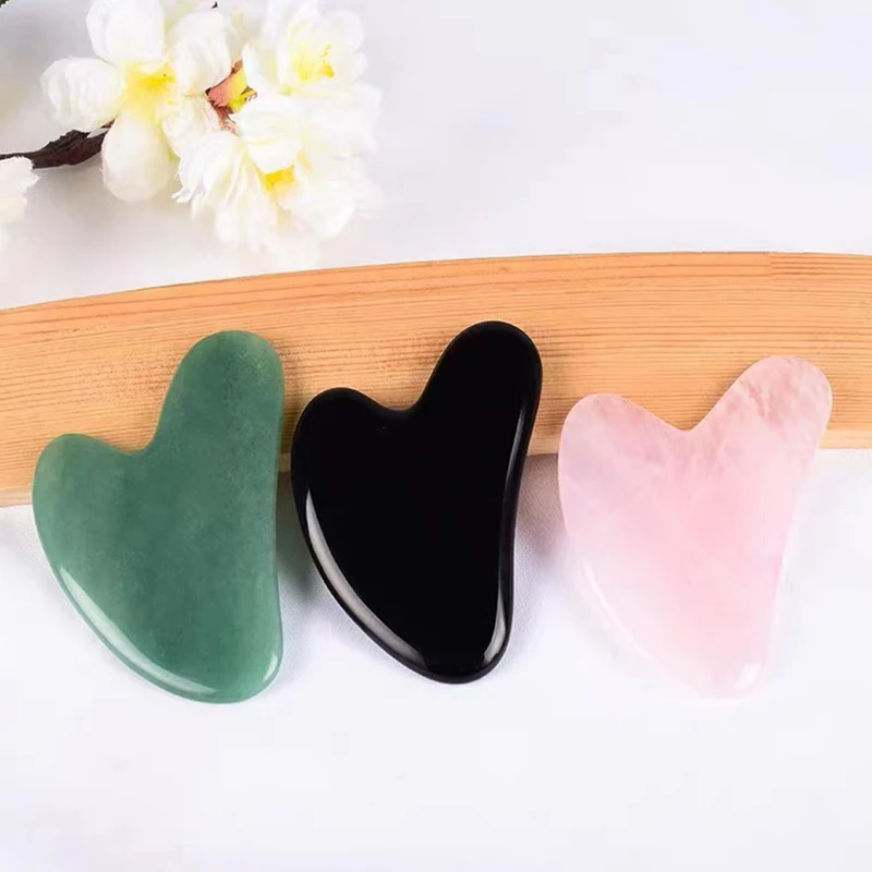 1Pc New Stone Gua Sha Massage Board For Face Rose Quartz Guasha Plate Jade Face Massager Scrapers Tools For Face Neck Back Body