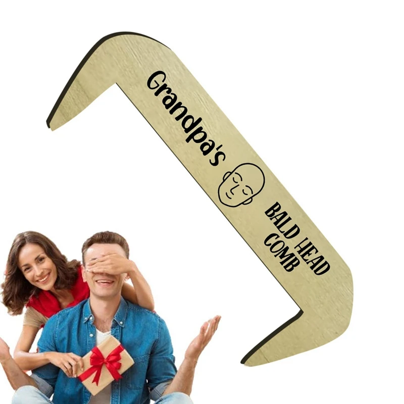 BAAG-Divertido peine de regalo de madera, manualidades sin dientes, peine calvo, regalo sorpresa para hombre calvo