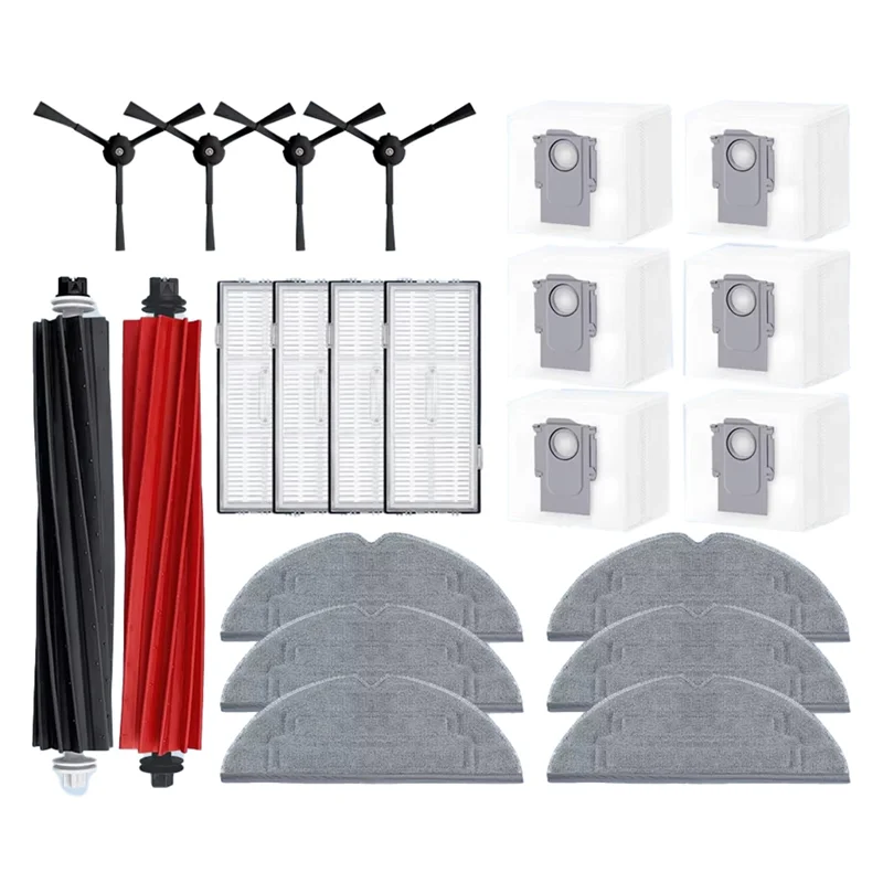 ABUS-For Roborock S8 Pro Ultra جهاز آلي لتنظيف الأتربة قطع غيار فرشاة جانبية رئيسية ممسحة وسادة فلتر HEPA ملحقات كيس الغبار