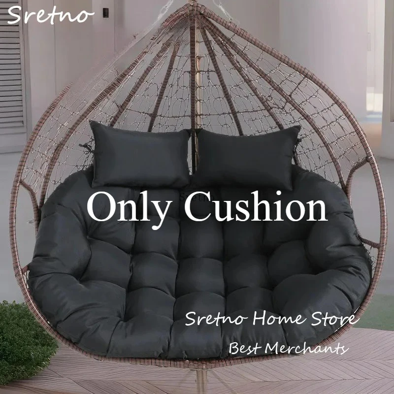Sretno New Filled Hanging Swing Egg Basket Double Seat Chair Cushions Non Removable Round Cushion for Home Patio Floor Cushion