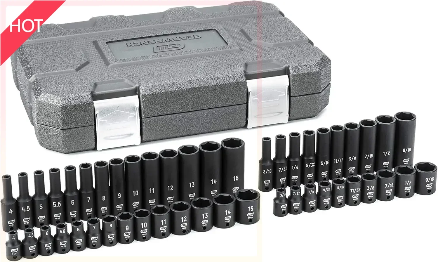 

XMSJ'-48 Pc. 1/4" Drive 6 Pt. Impact Socket Set, Standard & Deep, SAE/Metric - 84902BN