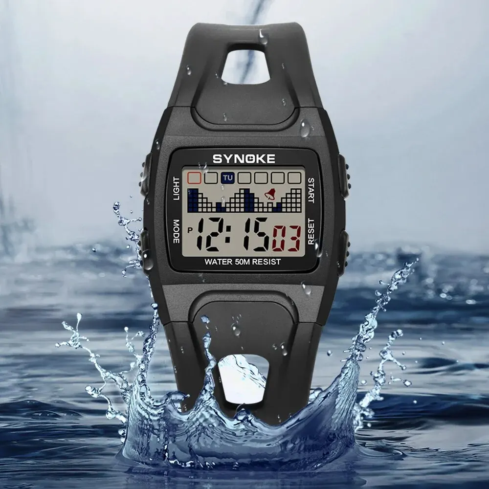 SYNOKE Student Electronic Watch Outdoor Sports Boy Luminous Waterproof MultiFunction Watch Retro Small Square Watch For Kids