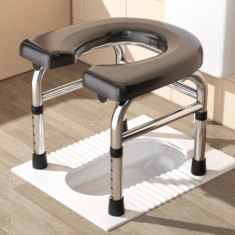 U-shaped ‌Squat-to-Sit Toilet Stools Easy To Clean 4-Level Height Adjustable for Elderly/Pregnancy Potty Squatty Toilet Chairs