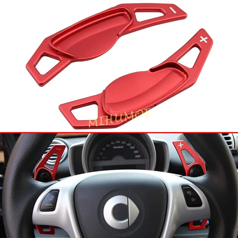 For Smart Fortwo W451 2007-2014 Aluminium Steering Wheel Paddle Shifter Extension Gear Shift Stylish Accessories Red