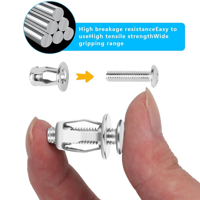 40 Uds. Anclajes y tornillos de puerta huecos, anclas de puerta con núcleo de fijación de cavidad de Metal hueca para hoja de pared hueca de puerta de 0-5Mm-AT64