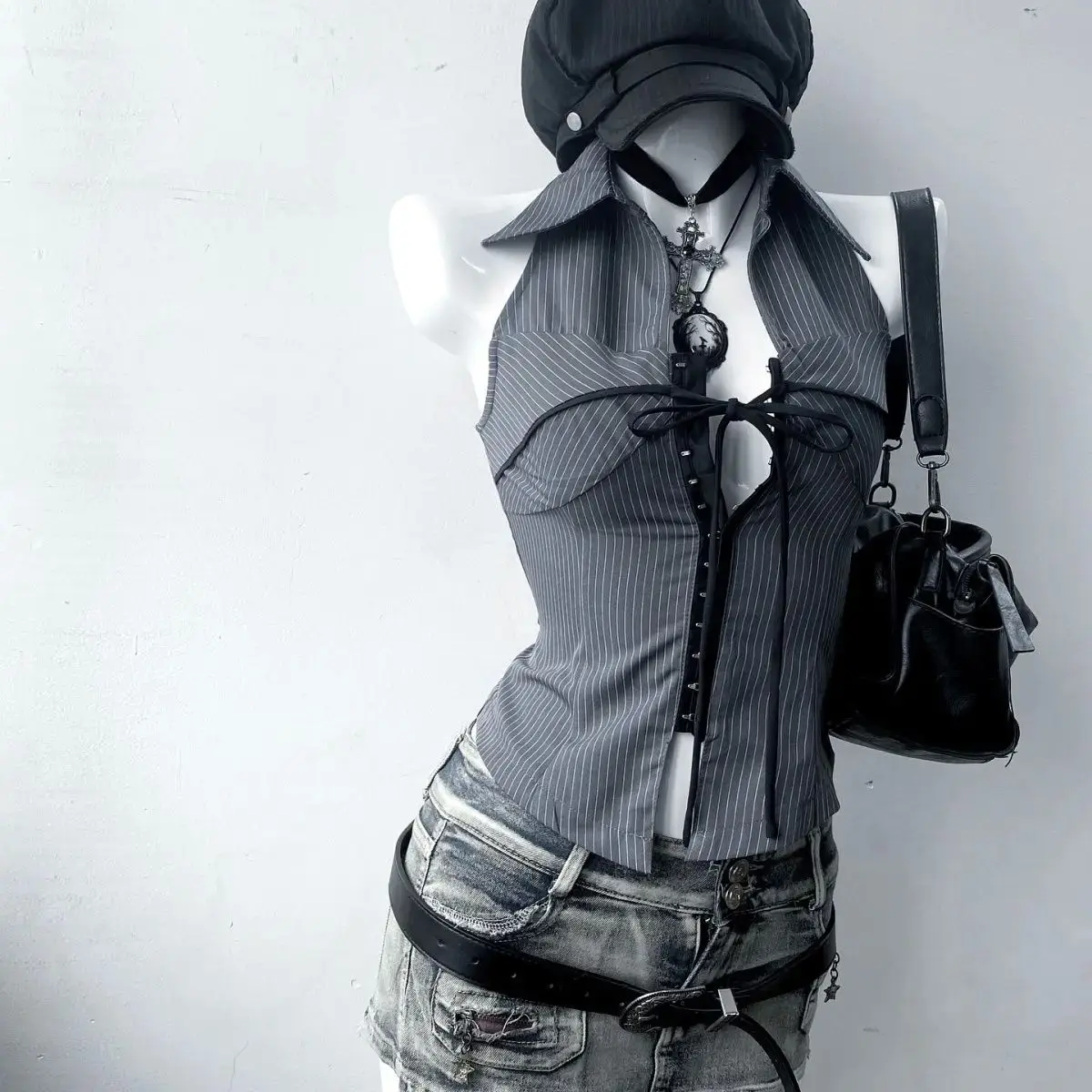 Vintage 90s fino ajuste sexy goth y2k tirt setwear clássico estético streetwear casual confortável algodão topo para mulher